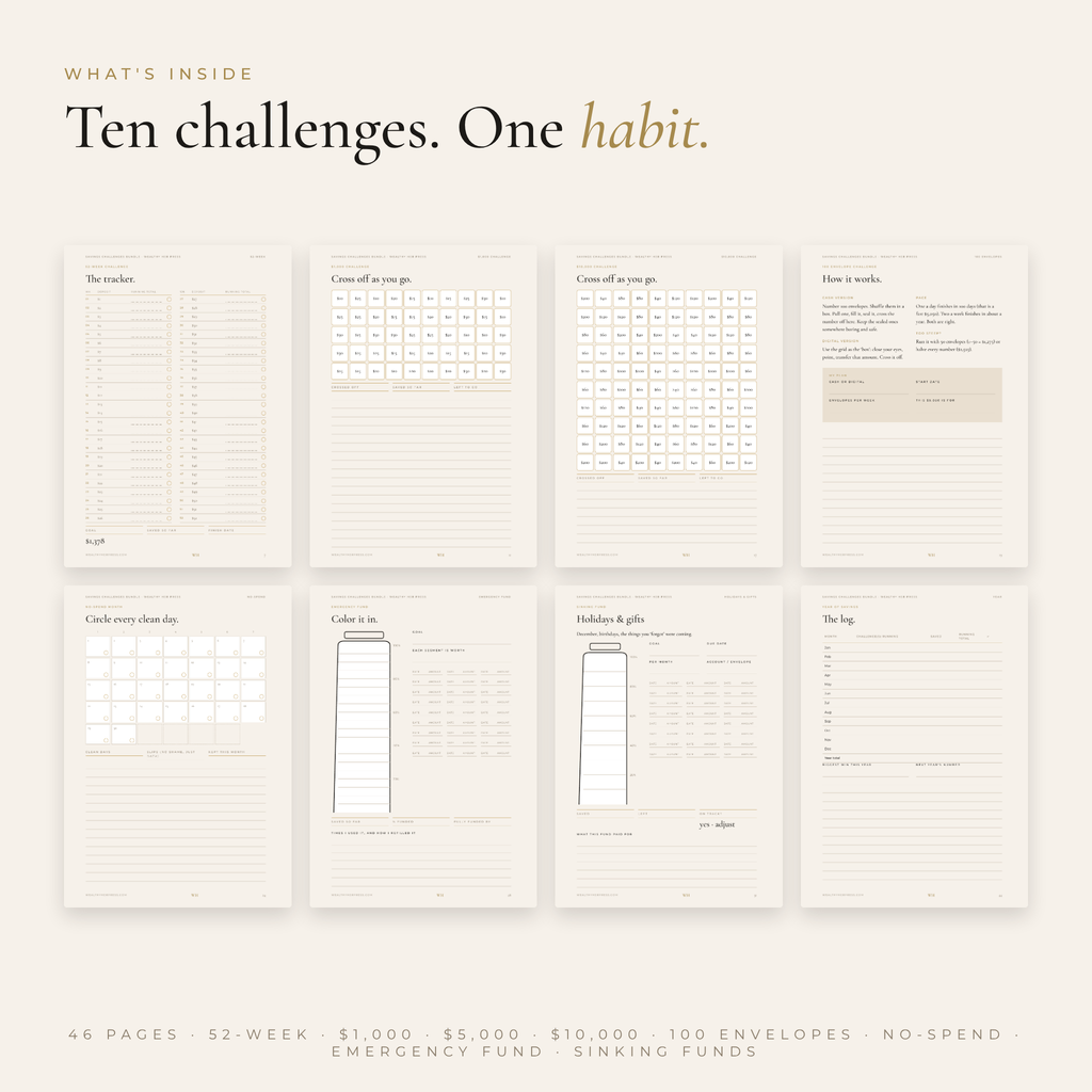 The Wealthy Her Savings Challenges Bundle