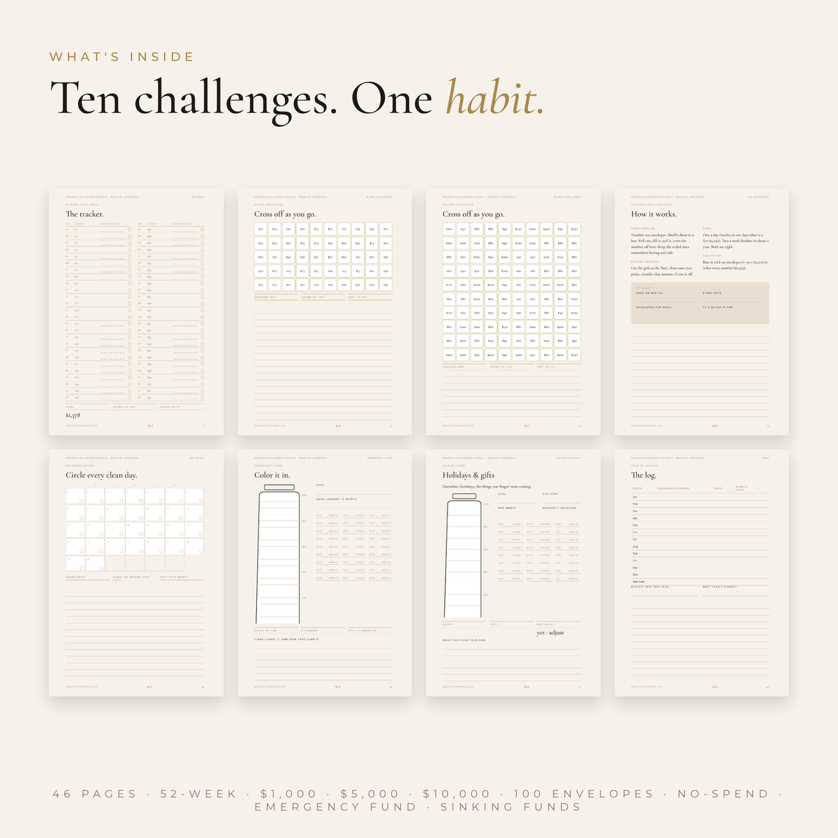 The Wealthy Her Savings Challenges Bundle