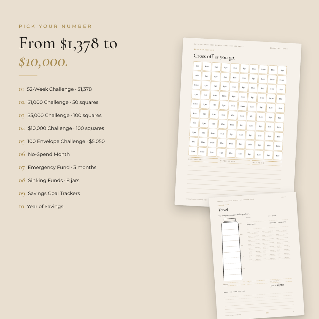 The Wealthy Her Savings Challenges Bundle