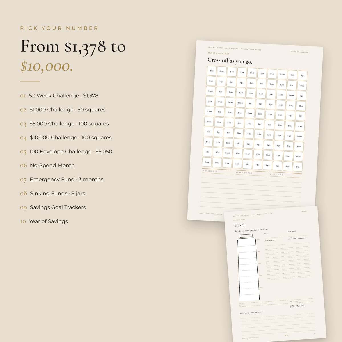 The Wealthy Her Savings Challenges Bundle