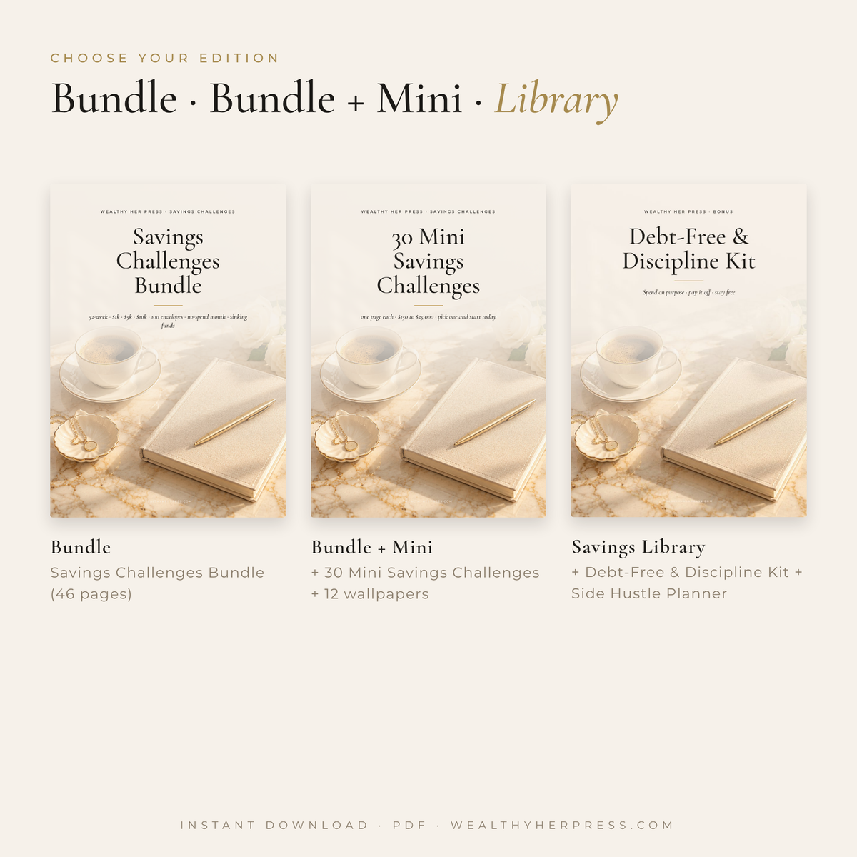 The Wealthy Her Savings Challenges Bundle