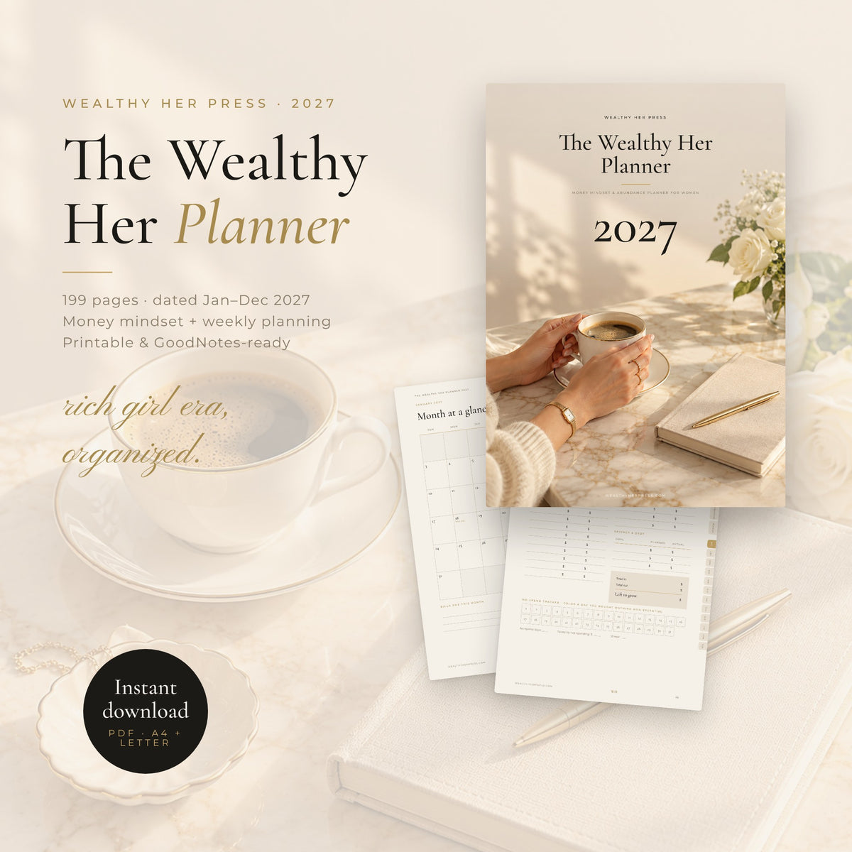 The Wealthy Her Planner 2027 — Money Mindset & Abundance Planner for Women