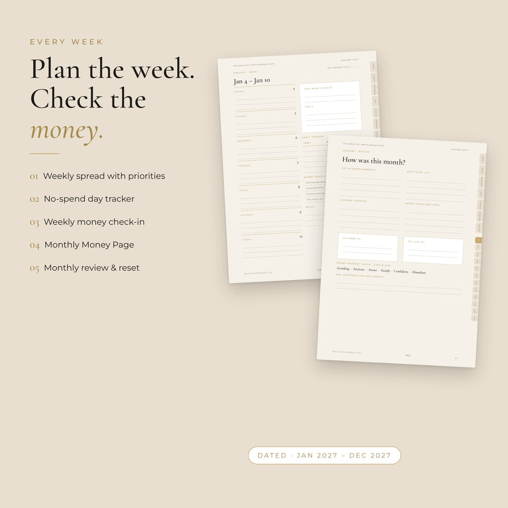 The Wealthy Her Planner 2027 — Money Mindset & Abundance Planner for Women