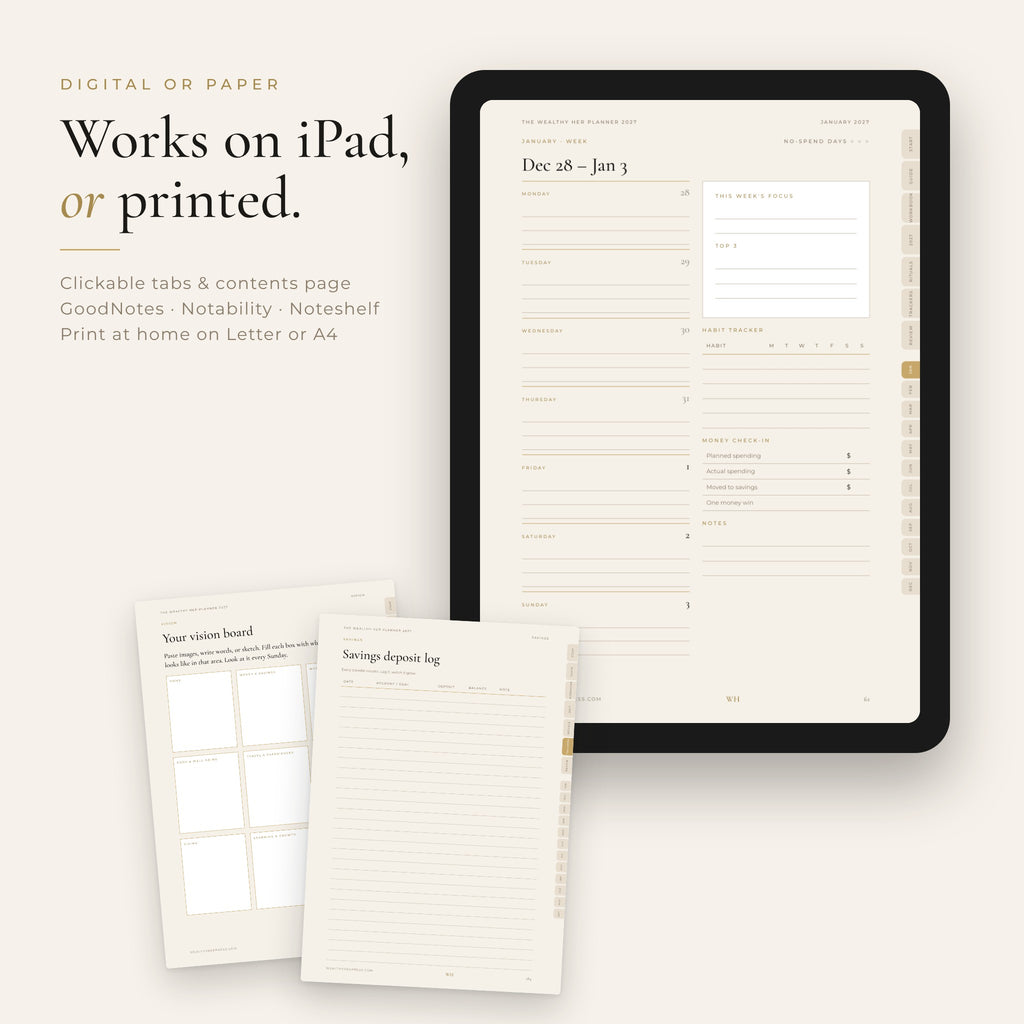 The Wealthy Her Planner 2027 — Money Mindset & Abundance Planner for Women