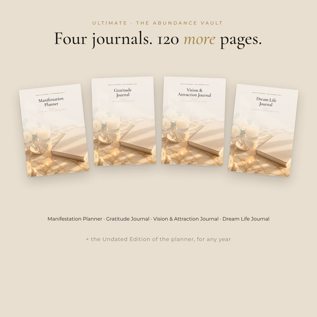 The Abundance Vault — 4 Manifestation & Gratitude Journals for Women (120 Pages)