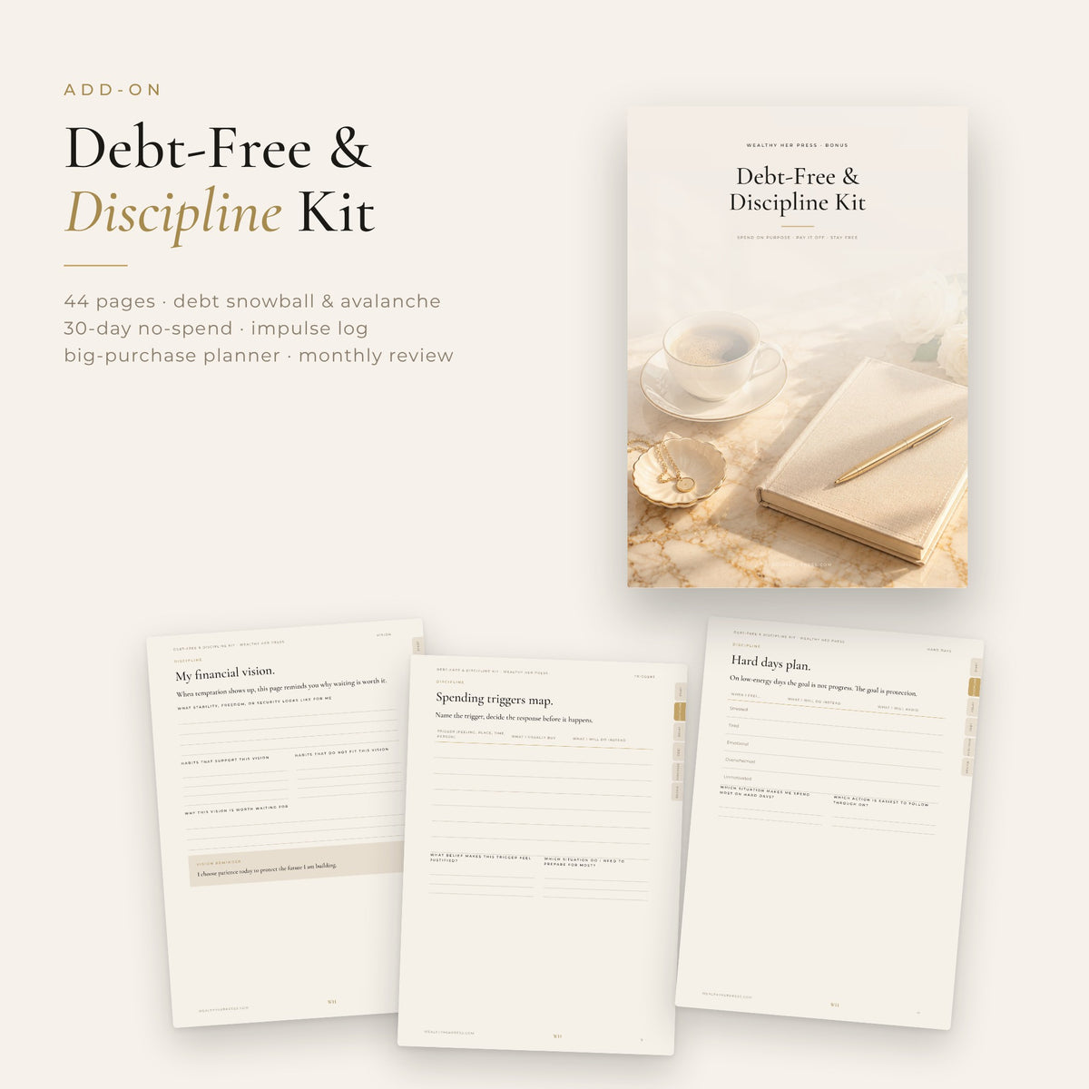 Debt-Free & Discipline Kit — 44-Page Printable Money Discipline Workbook